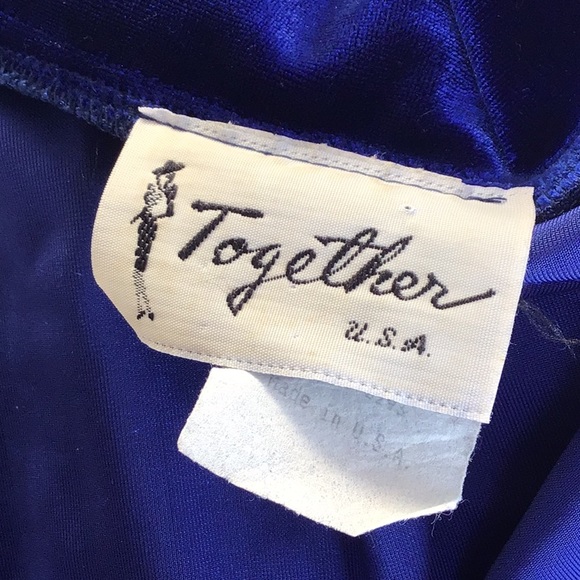 Vintage Electric a blue Velvet Tunic Button Top - Picture 4 of 5